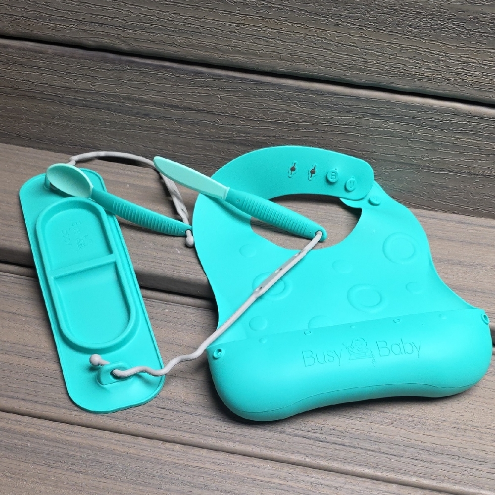Busy Baby Bib & Tray w/ Spoon & Knife